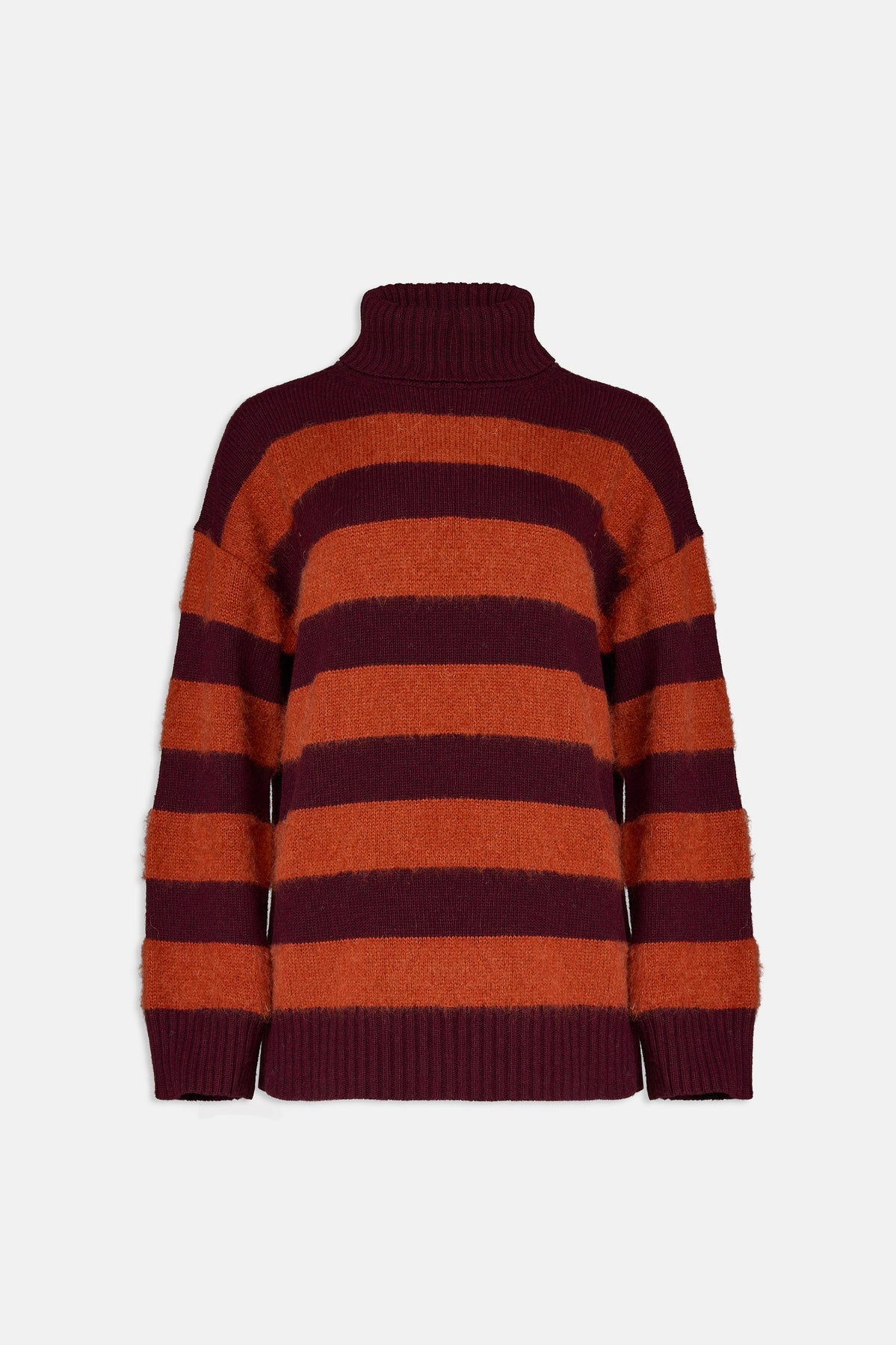 Maxi maglione dolcevita a righe