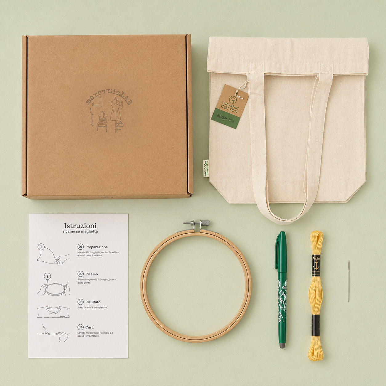 Kit ricamo su tote bag