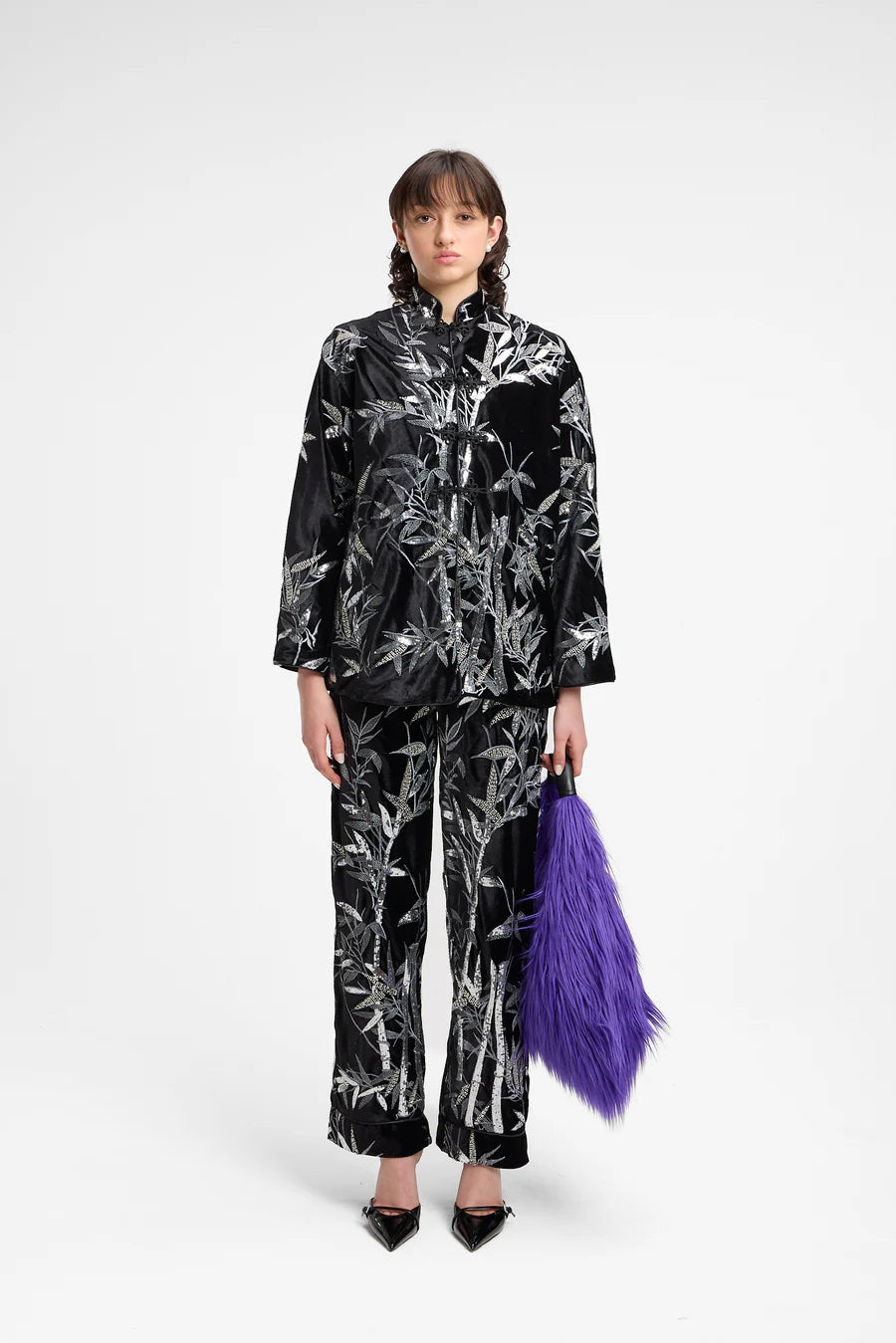 Pantalone pigiama in velluto ricamato - MaresanaLab