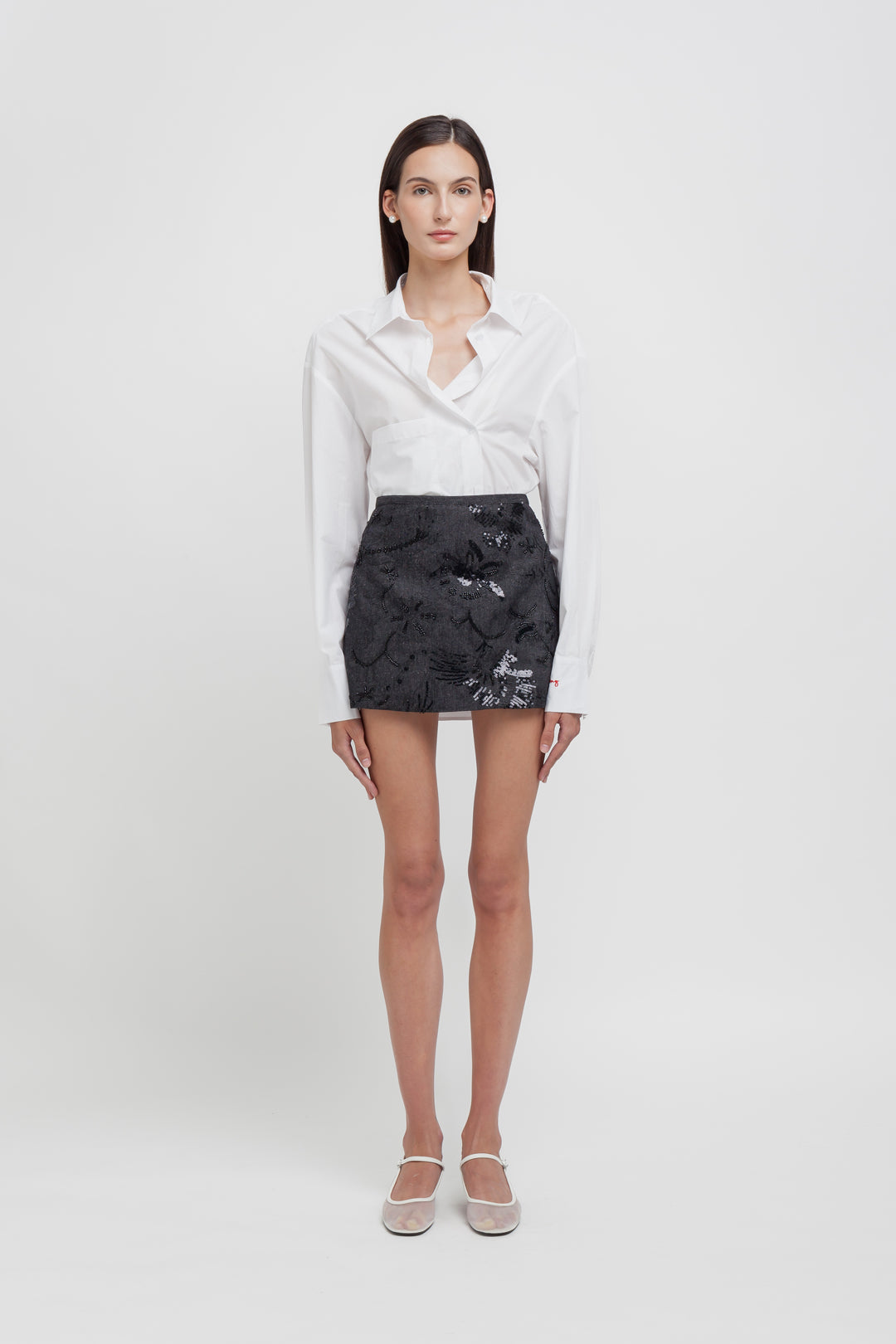 MINIGONNA IN DENIM LAVORATO