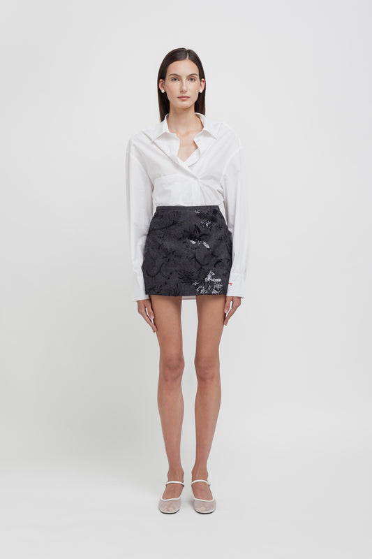 MINIGONNA IN DENIM LAVORATO