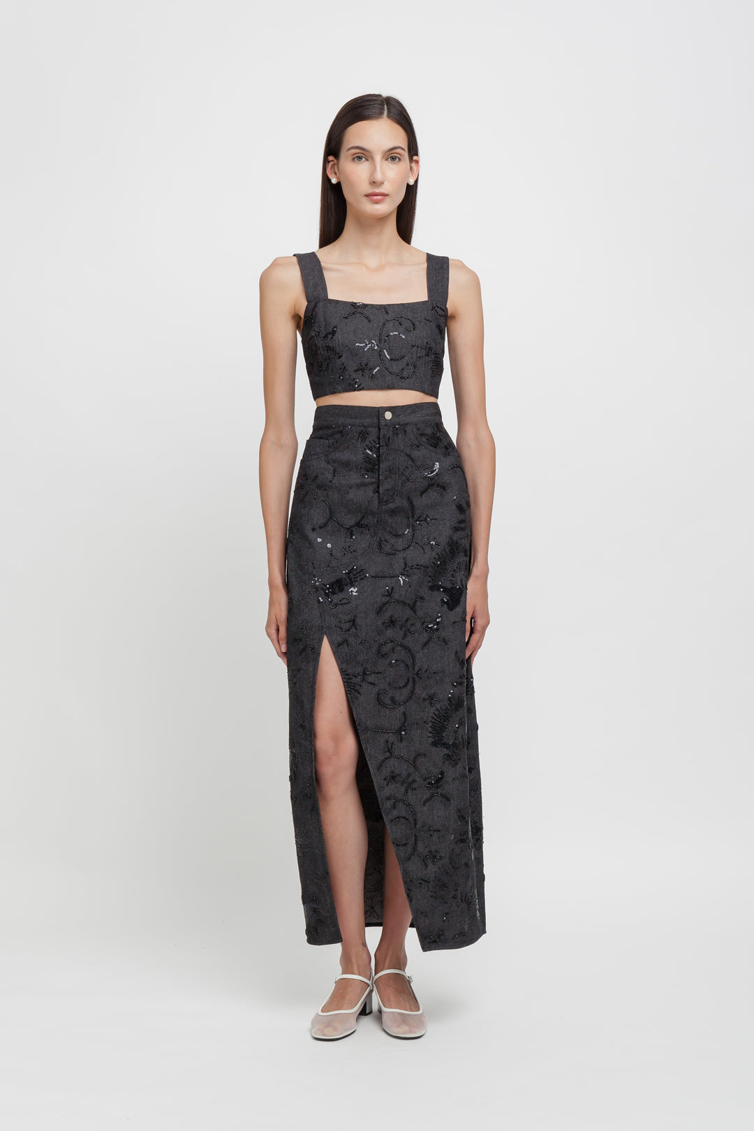 TOP IN DENIM LAVORATO